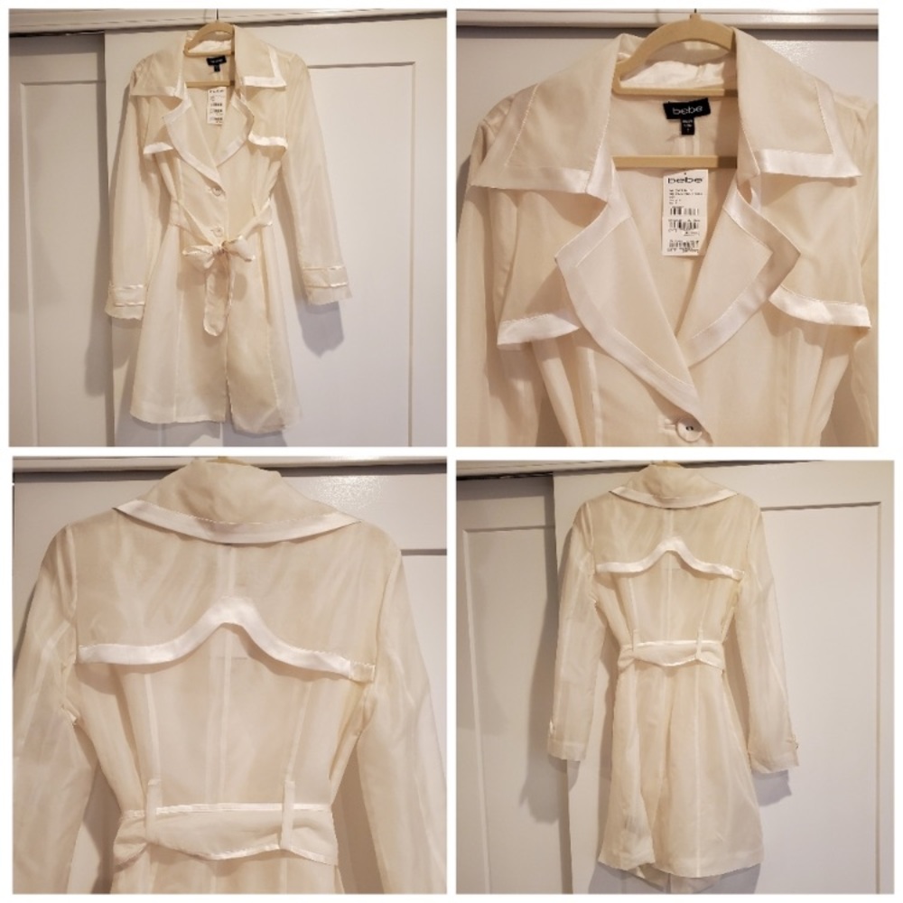 BEBE SILK ORGANZA TRENCH COAT